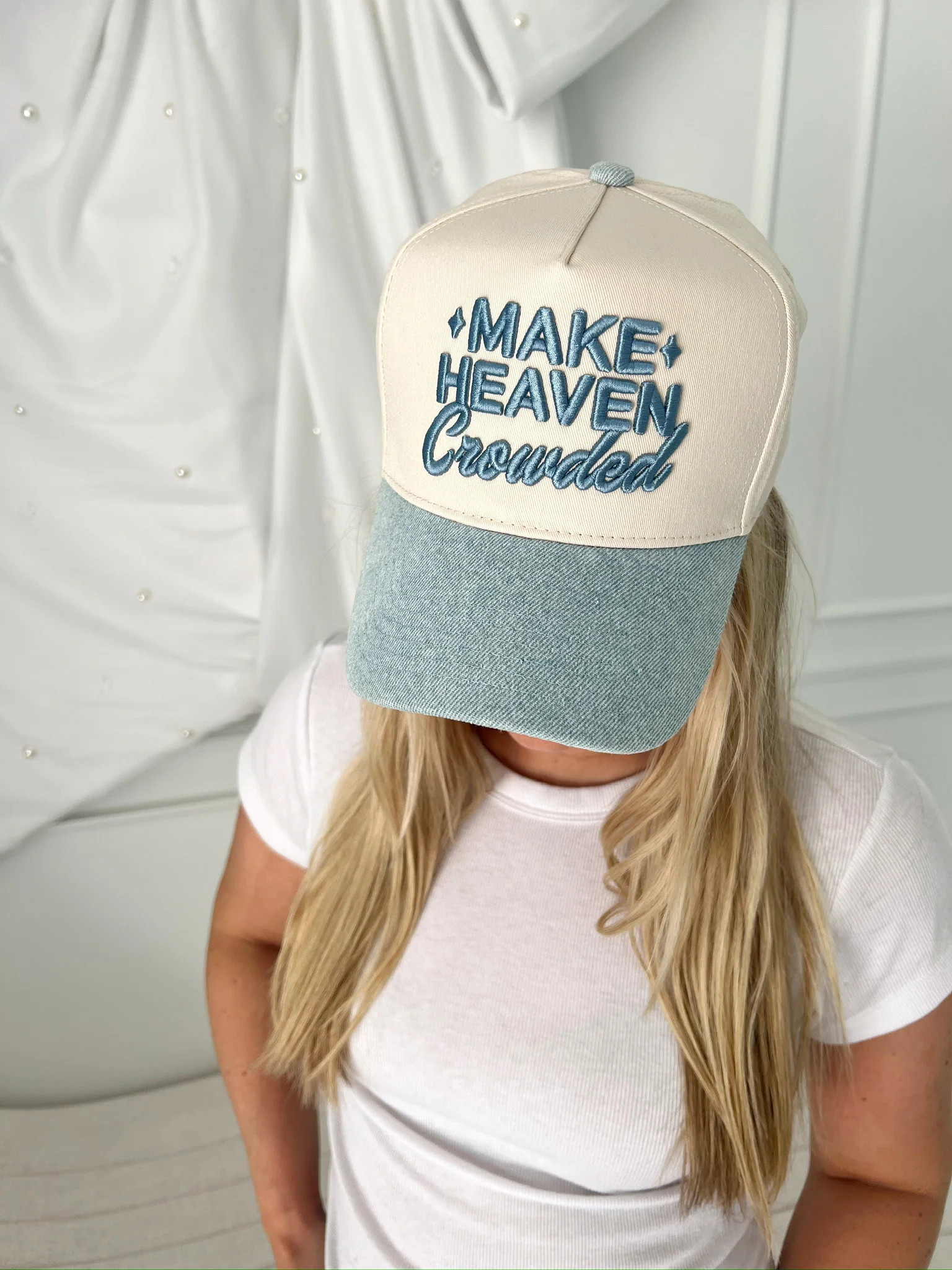 Make Heaven Crowded - Denim Vintage Trucker Hat | KenzKustomz