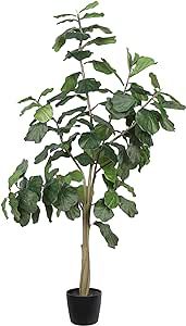 Vickerman 8ft Artificial Potted Fiddle Tree - 114 Large Fiddle Leaves - Green Silk - Artificial I... | Amazon (US)