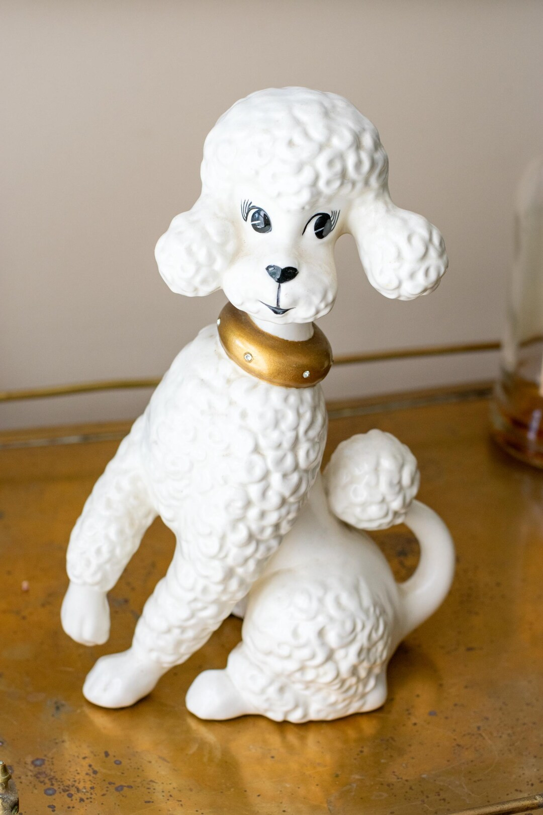 Vintage Ceramic French Poodle With Gold Collar Figurine Statue - Etsy | Etsy (US)