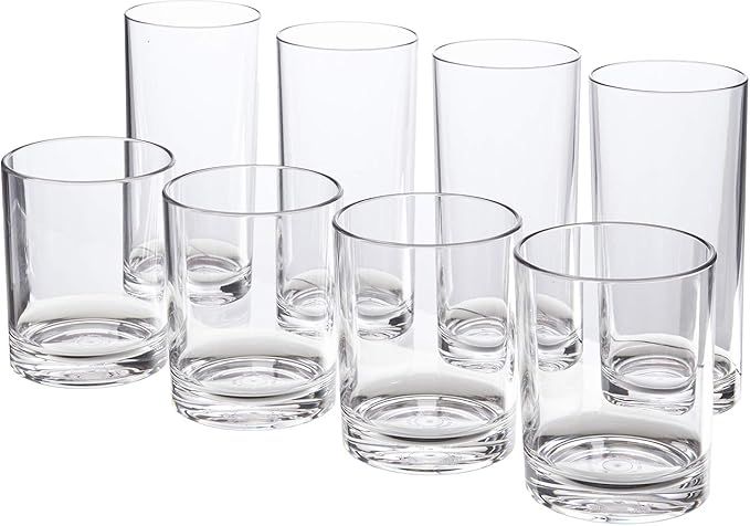 Classic 8-piece Premium Quality Plastic Tumblers | 4 each: 12-ounce and 16-ounce Clear | Amazon (US)