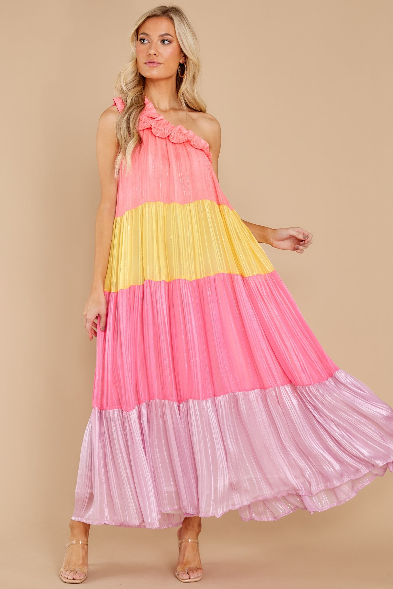 Stevie Palma Mix Color Long Dress | Red Dress 