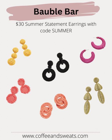 Use code SUMMER for $30 statement earrings only this weekend! #earrings #statementearrings #baublebar #salealert 

#LTKFind #LTKsalealert #LTKstyletip
