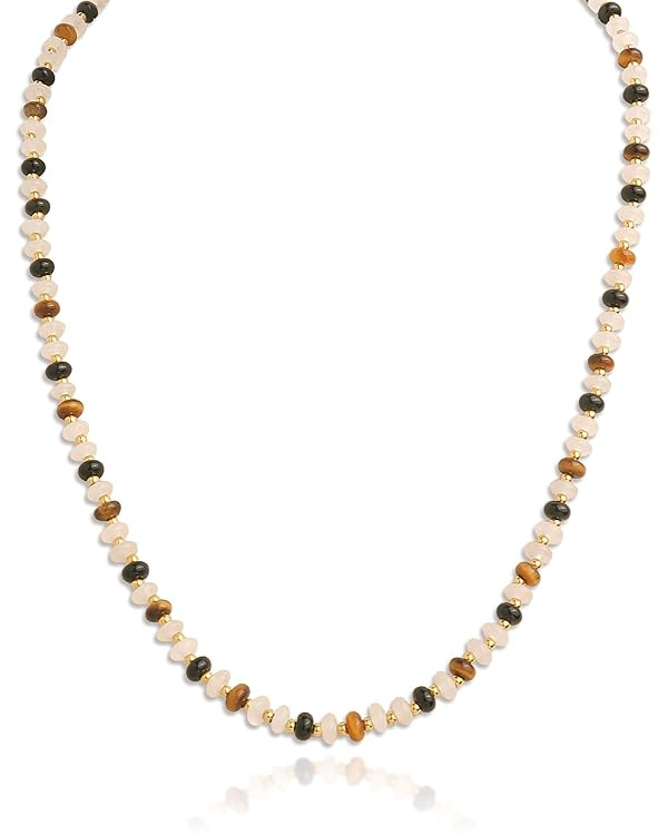 Natural Stone Beaded Long Choker Necklaces for Women – Dainty Boho Handmade Healing Stone Turqu... | Amazon (US)