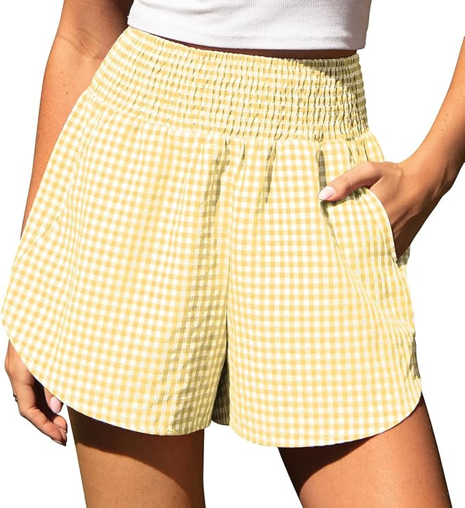 TARSE Womens Gingham Lounge Shorts High Waisted Summer Pajama Beach Casual Loose Fit Summer Short... | Amazon (US)
