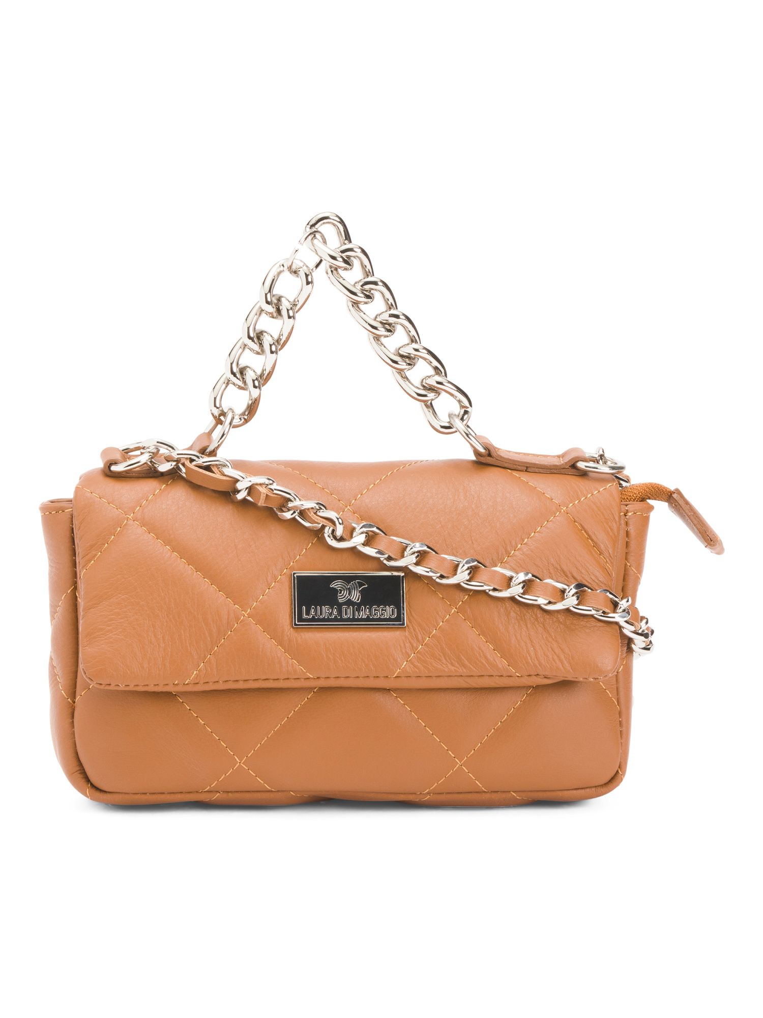 Made In Italy Leather Flap Over Quilted Crossbody | TJ Maxx