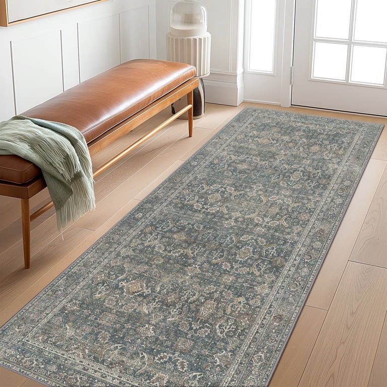 KUETH 2'x7' Area Rugs for Living Room, Non Slip Machine Washable Vintage Indoor Rug, Ultra Thin C... | Walmart (US)