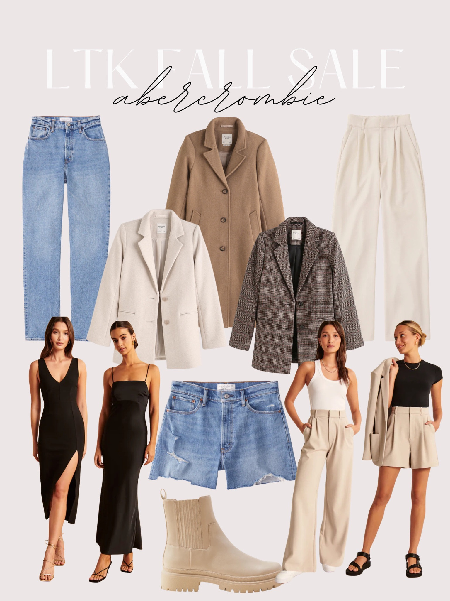 Abercrombie LTK sale favorites - Abercrombie sale - Abercrombie jeans on sale - fall coats - winter coats - trouser outfits - trousers - trouser shorts - mom shorts - wedding guest dresses - fall boots on sale 

#LTKSale #LTKsalealert #LTKSeasonal