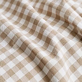 SUSYBAO 3 Pieces Duvet Cover Set 100% Washed Cotton Bedding Set Queen Size Gingham Checkered Print T | Amazon (US)