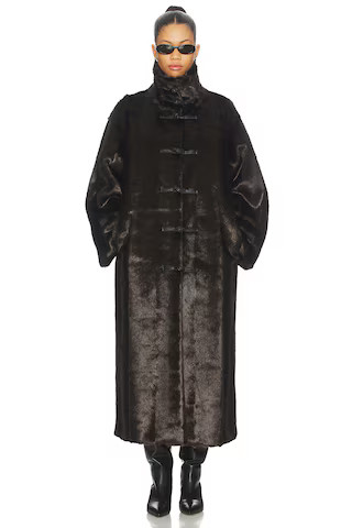 Rohe Mandarin Faux Fur Coat in Dark Brown from Revolve.com | Revolve Clothing (Global)
