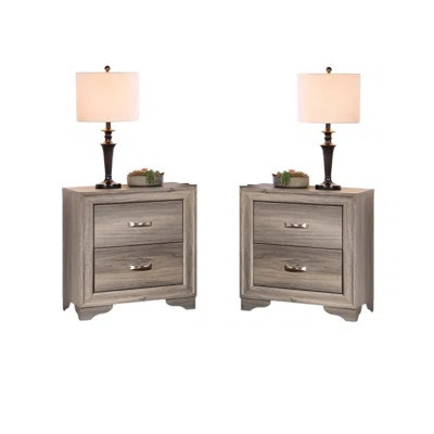 2 Wooden Bedside Furniture - Modern, Natural Finish Cabinet 2 Drawers, Contemporary, | Wayfair North America