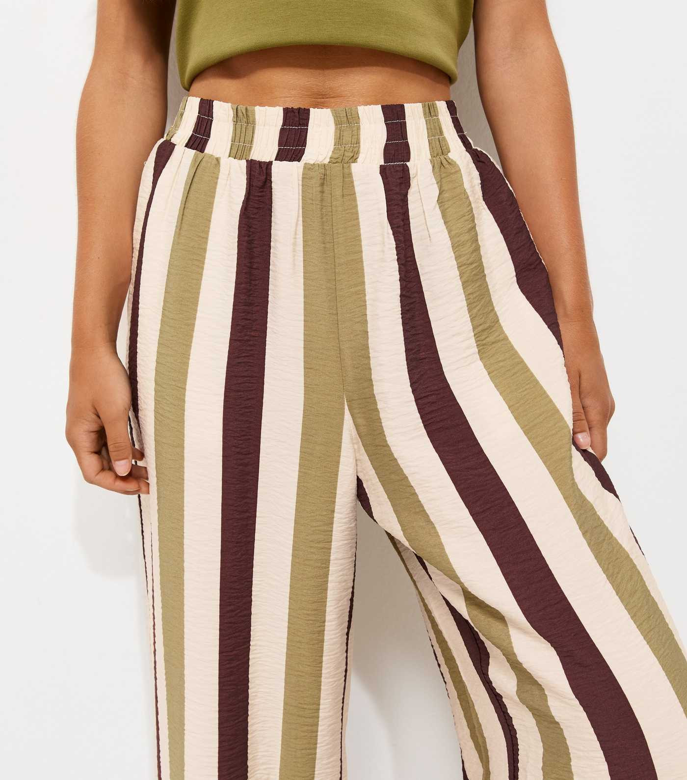 Petite Green Striped Wide Leg Trousers | New Look | New Look (UK)
