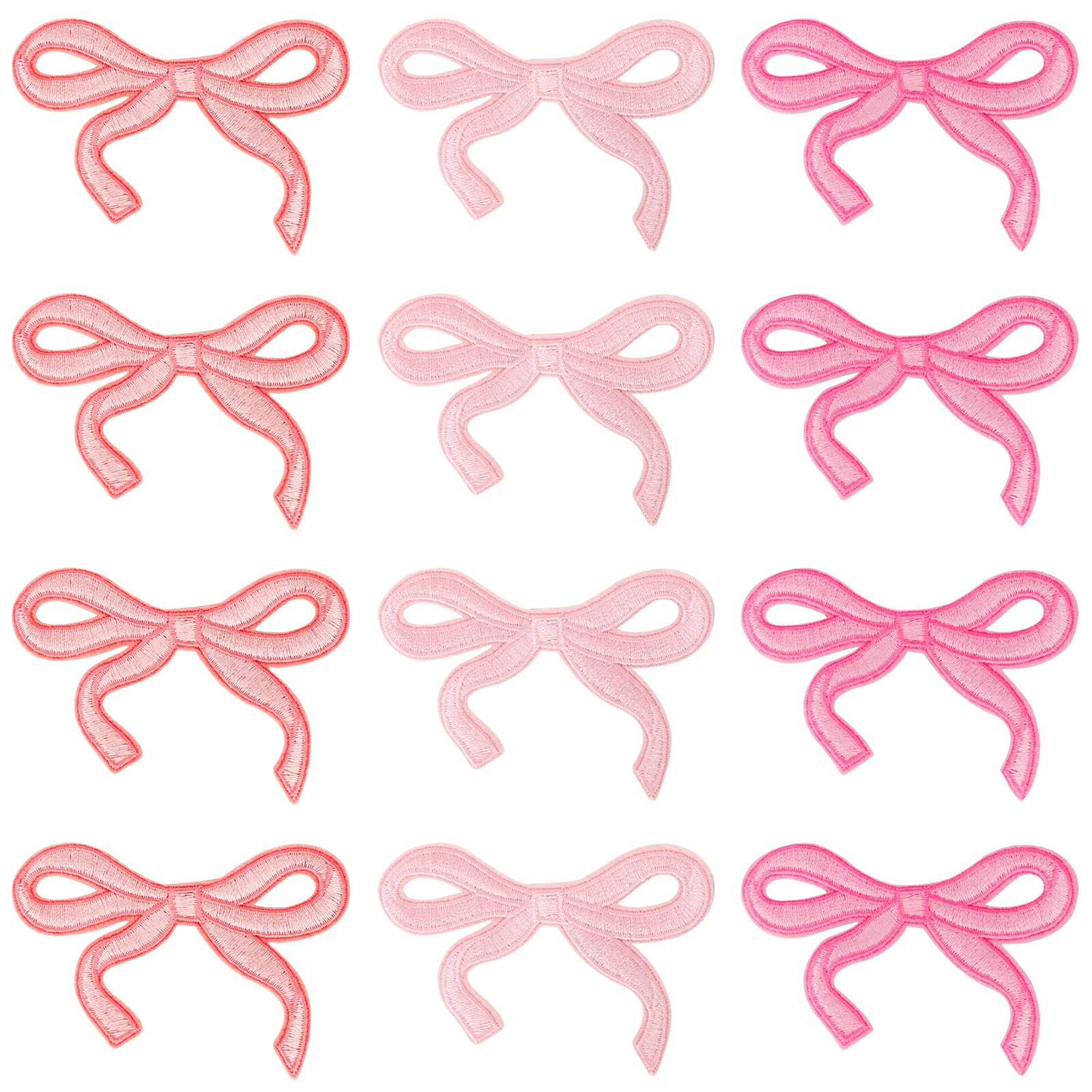 12Pcs Bow Patches for Clothes, Bow Iron on Patches Pink Bowknot Sewing Patches Embroidery Decor f... | Amazon (US)