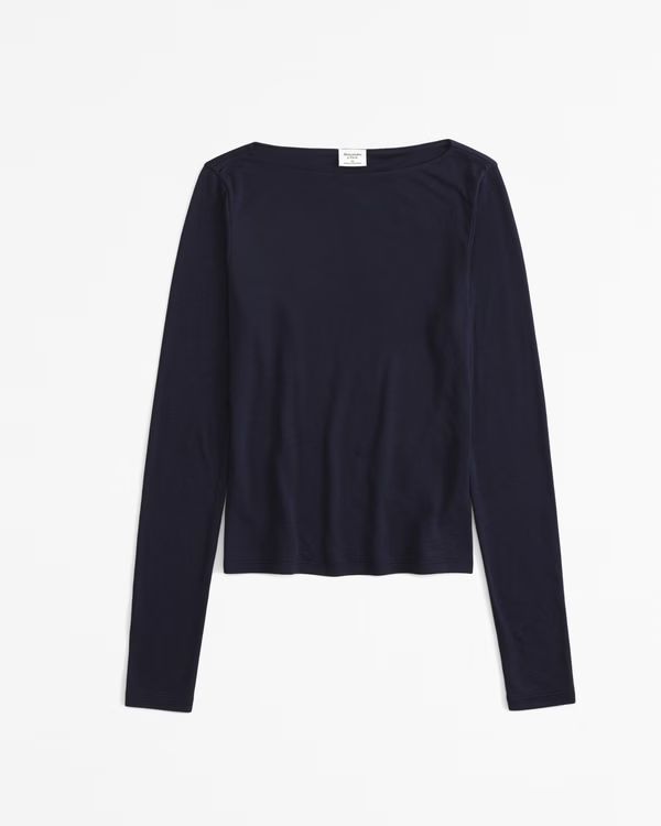 Sheer Jersey Long-Sleeve Slash Top | Abercrombie & Fitch (US)