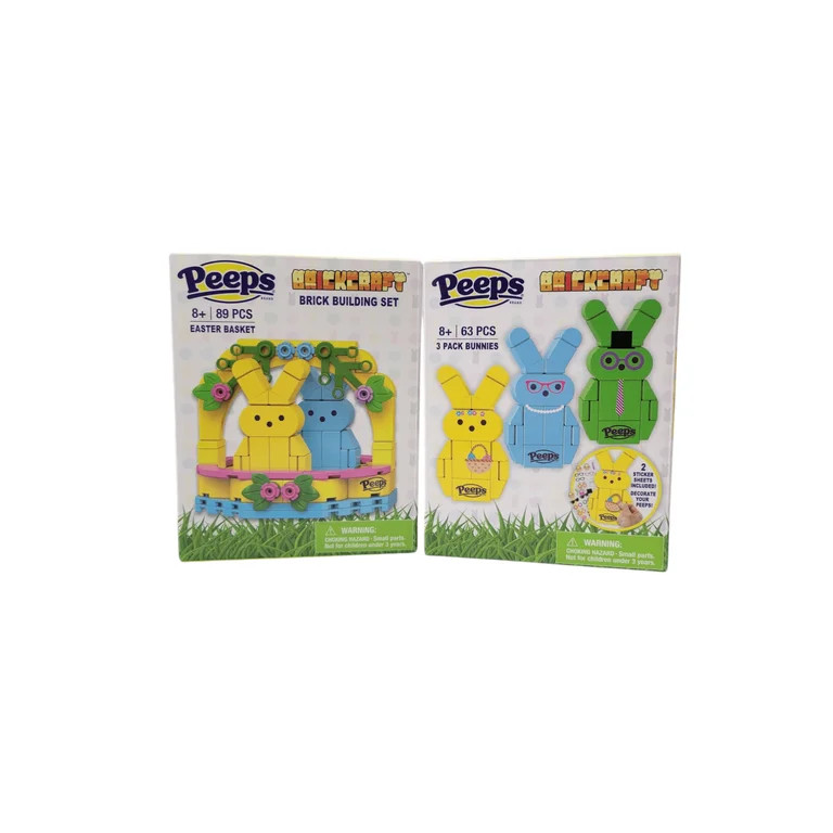 Peeps BrickCraft 3 Pack Yellow, Blue, Green Bunnys (63pc) and Easter Basket with Blue and Yellow ... | Walmart (US)