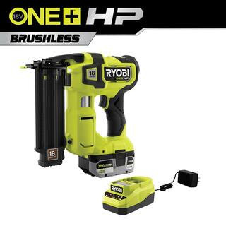 ONE+ HP 18V 18-Gauge Brushless Cordless AirStrike Brad Nailer Kit with 4.0 Ah Battery and Charger | The Home Depot