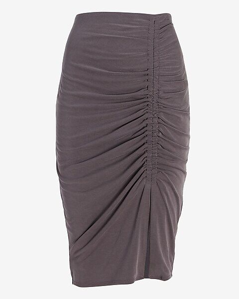 High Waisted Silky Sueded Jersey Ruched Skirt | Express
