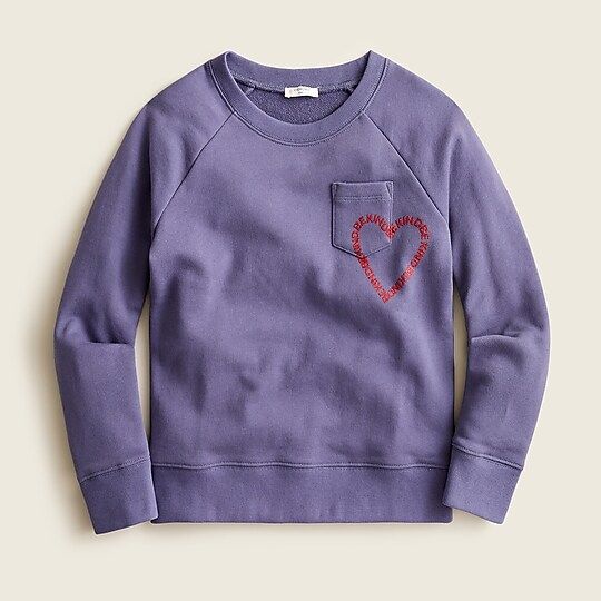 Girls' "be kind" crewneck pocket sweatshirt | J.Crew US