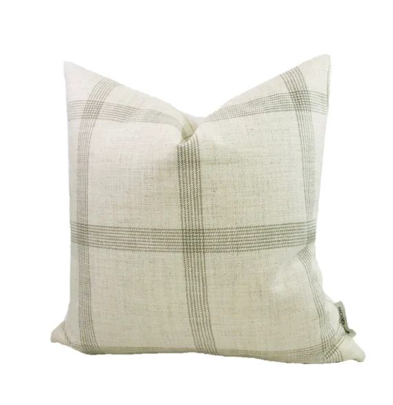 Linen Windowpane Pillow Cover, Vintage Inspired Pillow Cover, Designer Pillow Cover, Italian Line... | Etsy (US)