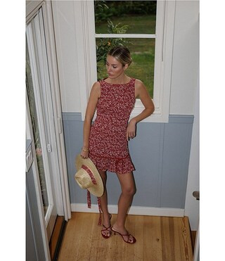 x Cyd Morris The Jen Boat Neck Sleeveless Crinkle Mini Dress | Dillard's