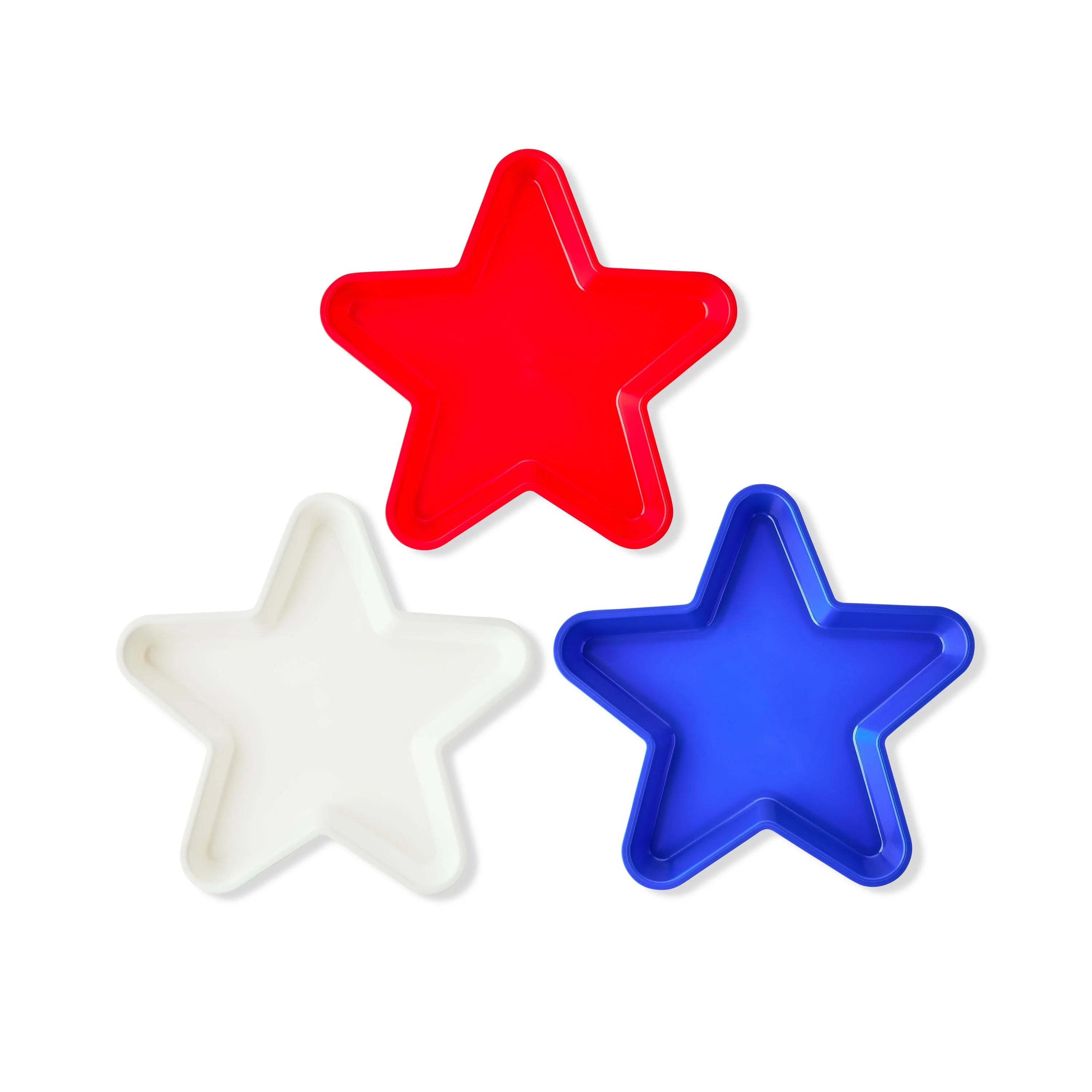 Way to Celebrate 3 Star Bowls, 3 Count, Patriotic, Star Shaped, Blue, Red, White, Plastic | Walmart (US)