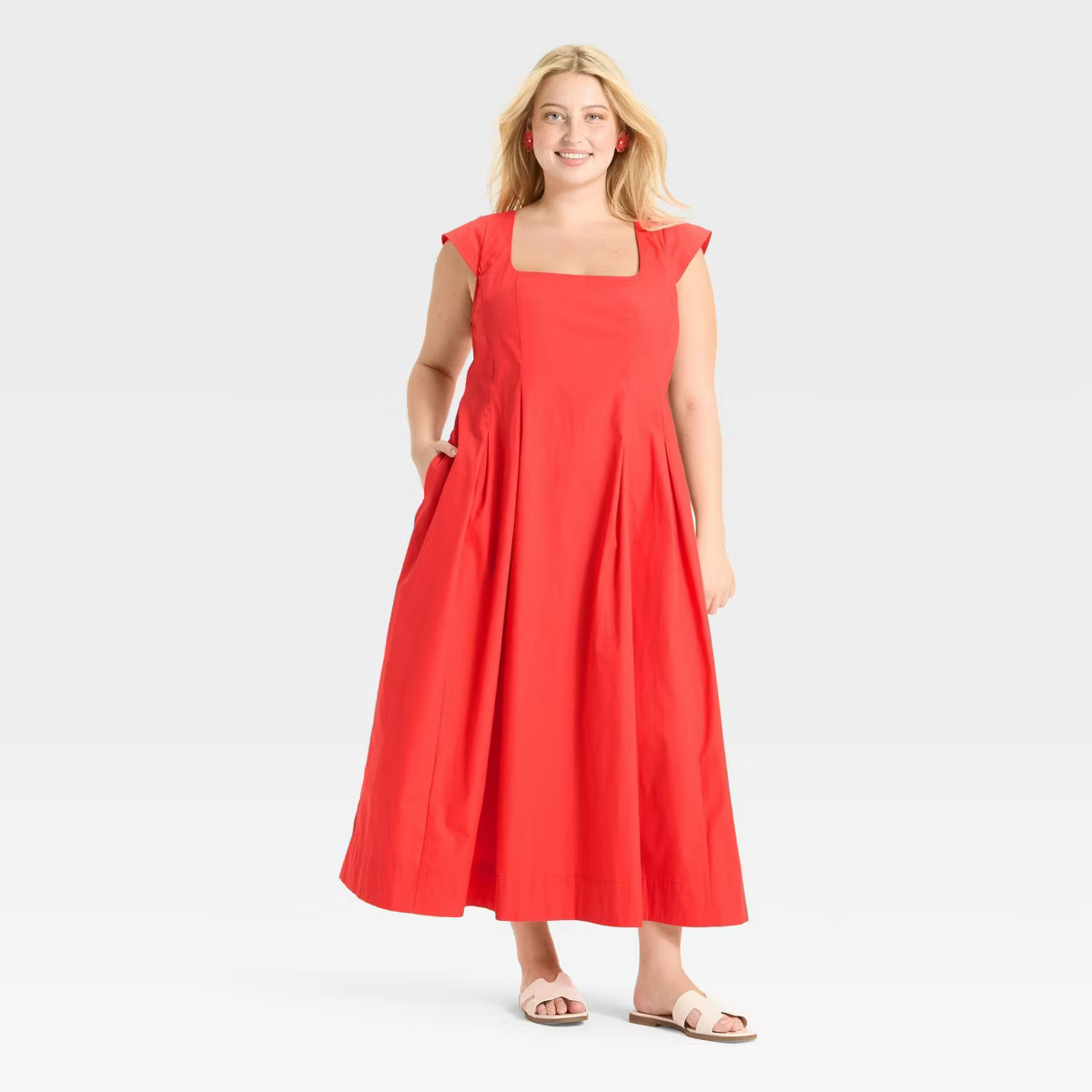 Women's Poplin Midi Dress - A New Day™ | Target