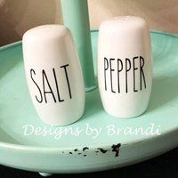 Rae Dunn inspired Salt  Pepper shakers // Rae Dunn inspired // farmhouse decor // salt and pepper shakers // Wedding gift // Bridal shower | Etsy (US)