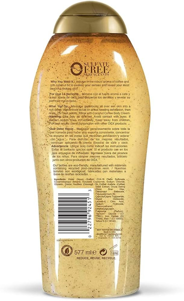 OGX Smoothing + Coconut Coffee Exfoliating Body Scrub with Arabica Coffee & Coconut Oil, Moisturi... | Amazon (US)