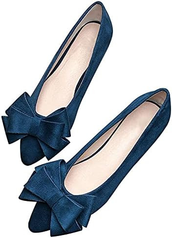 SAILING LU Bow-Knot Ballet Flats Womens Pointy Toe Flat Shoes Suede Dress Shoes Wear to Work Slip... | Amazon (US)