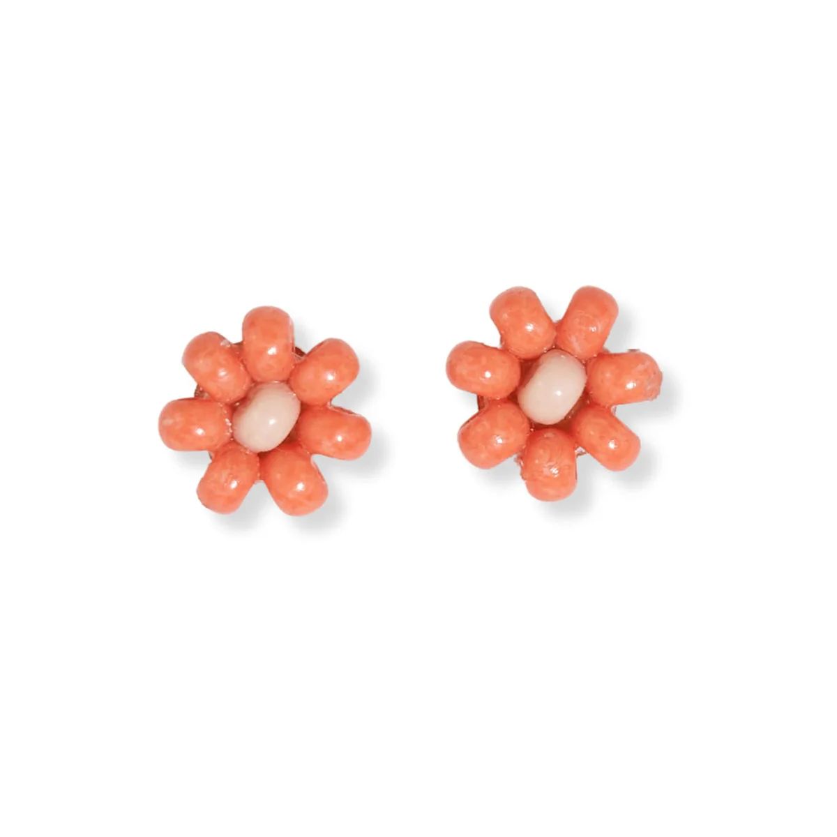 Tina Two Color Beaded Post Earrings Coral | INK+ALLOY