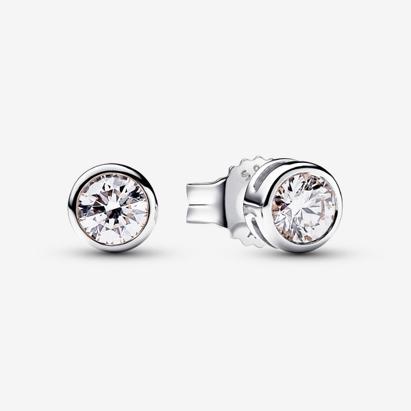 Pandora Era Bezel Sterling Silver Lab-grown Diamond Earrings | Pandora US
