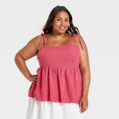 Women's Tie Strap Babydoll Tank Top - Ava & Viv