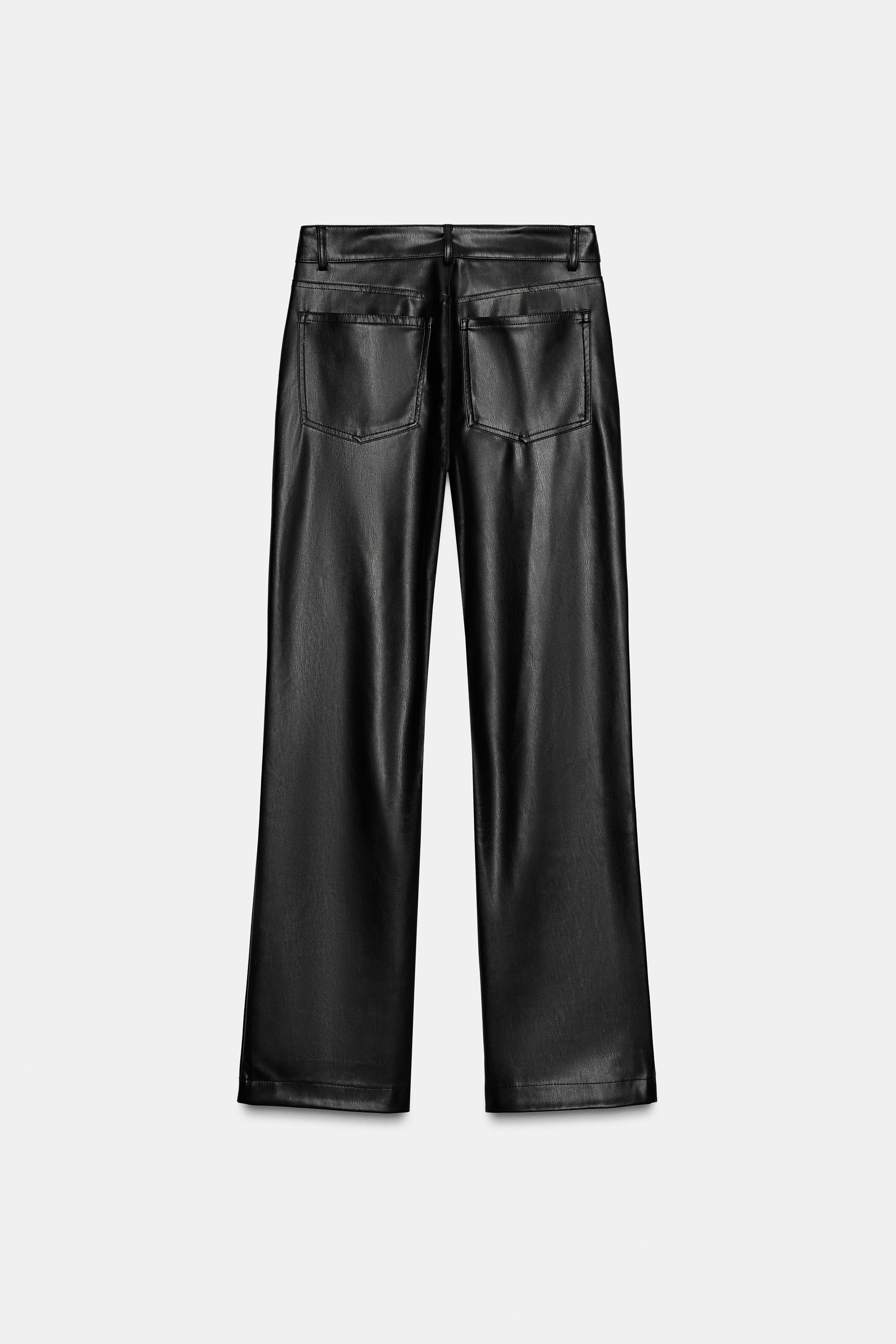 FAUX LEATHER LOW-RISE TROUSERS | Zara UK