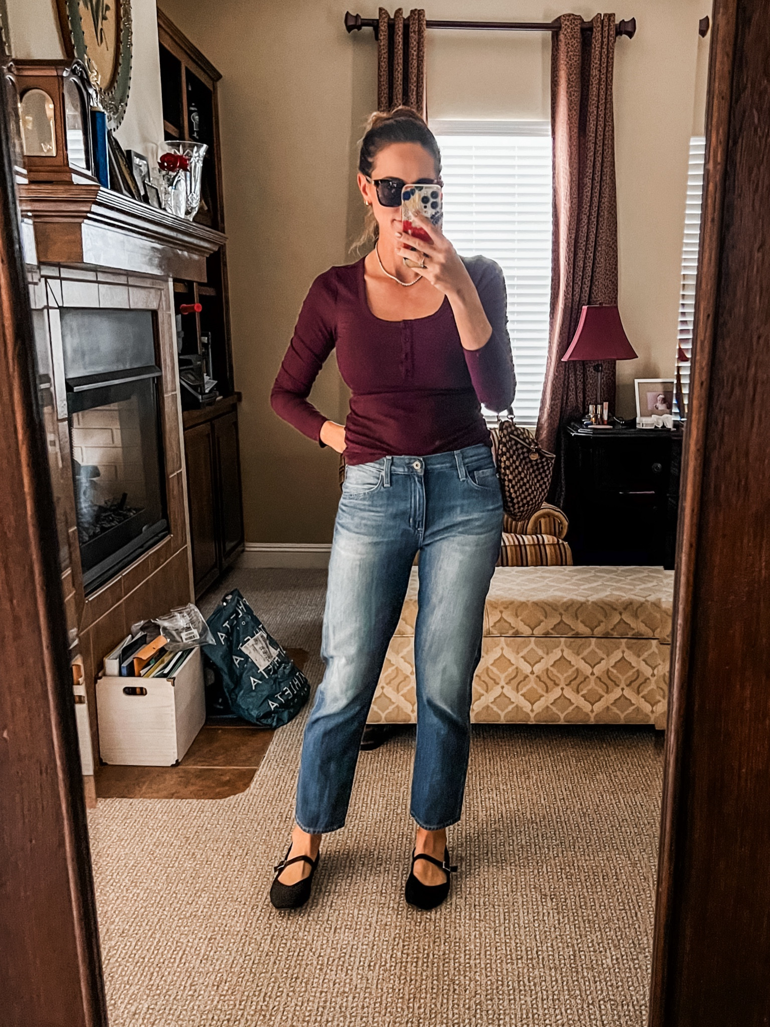 I’ve had my eye on these ex-boyfriend jeans because they are SO COMFORTABLE and they showed up at Nordstrom Rack ON SALE!  Heck yes!  So soft and comfy and you’ll want to wear these relaxed fit jeans every day.  I’m wearing my true size 27 and they are a relaxed fit.  You can size down for a more fitted look.  

Athleta top is true to size.  I own it in multiple colors and I own it in small and medium.  Both sizes work.  

Ballet flats are true to size.  I’m a 9/9.5 and have plenty of room in a 9.  

#LTKFindsUnder100 #LTKSaleAlert #LTKOver40