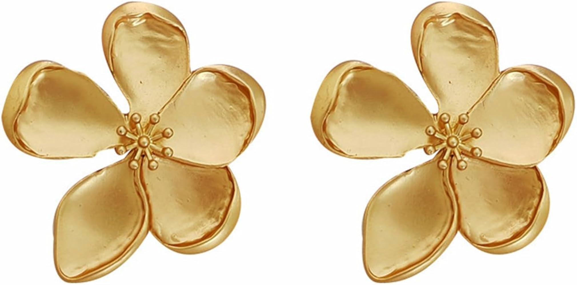 Gold Sculptural Flower Earrings Gold Statement Earrings for Women Exaggerated Flower Floral Earri... | Amazon (US)