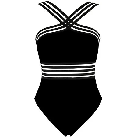 Hilor Women s One Piece Swimwear Front Crossover Swimsuits Hollow Bathing Suits Monokinis | Walmart (US)