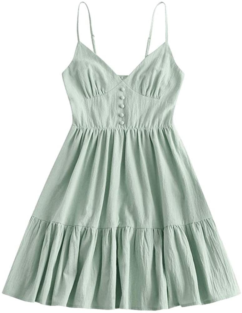 ZAFUL Women's Mini Dress Spaghetti Straps Sleeveless Beach Cami Dress | Amazon (US)
