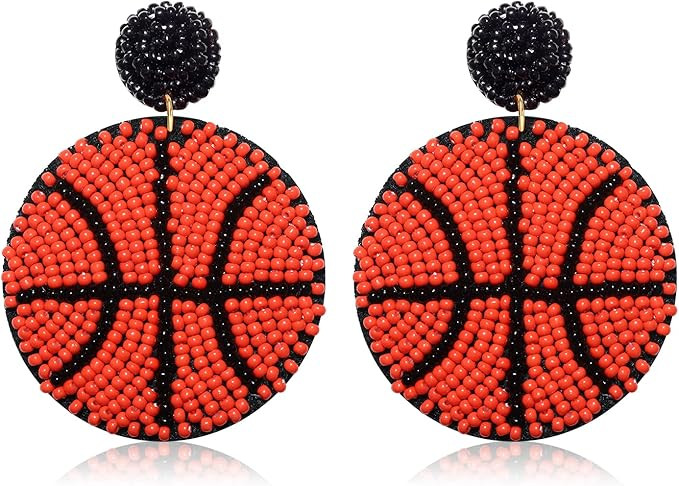 Boderier Sports Earrings Beaded Basketball Soccer Baseball Dangle Earrings Statement Sports Game ... | Amazon (US)