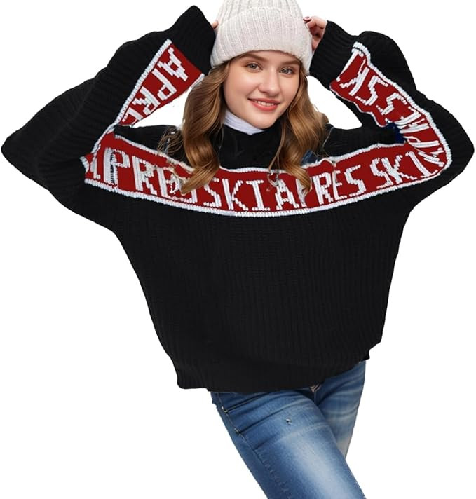 Sweaters for Women Trendy Crewneck Long Sleeve Apres Ski Sweater Tops 2025 Chunky Pullovers | Amazon (US)