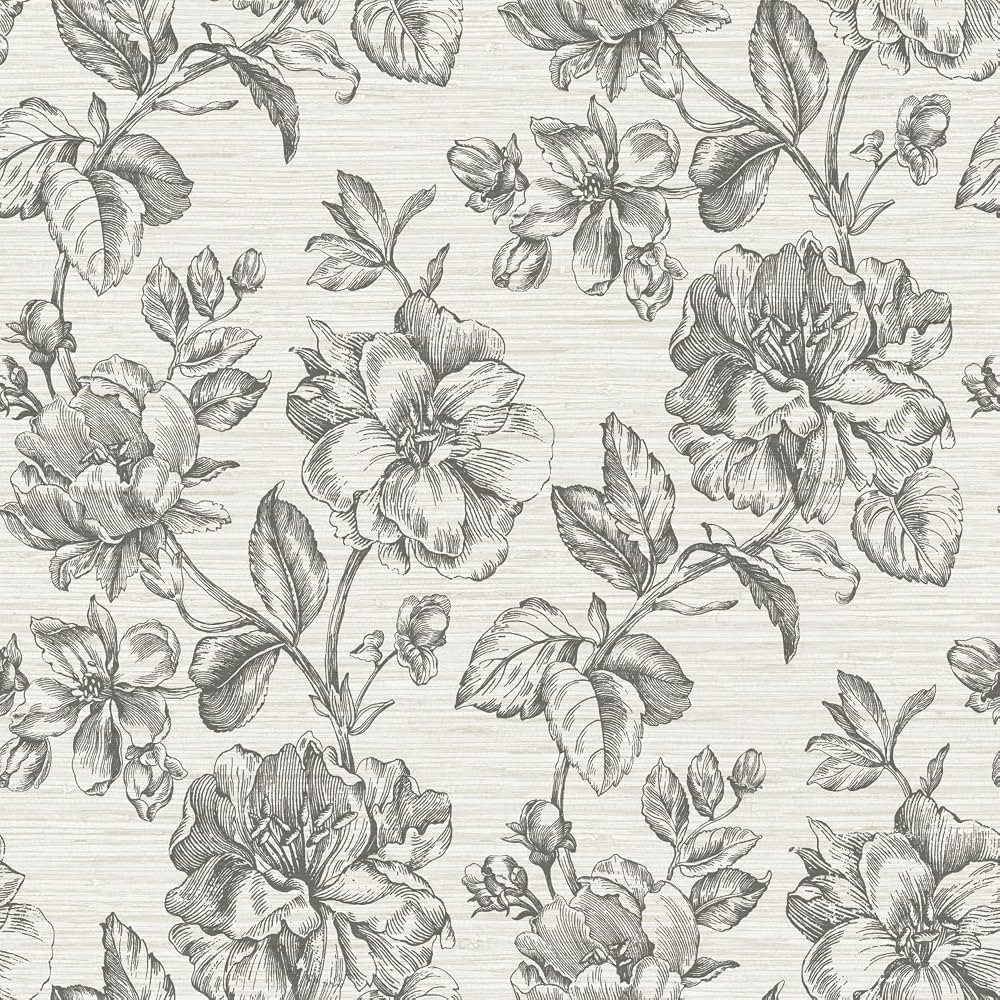 RoomMates Tamara Day RMK12519RL Gray Flower Girl Peel and Stick Wallpaper, Charcoal | Amazon (US)