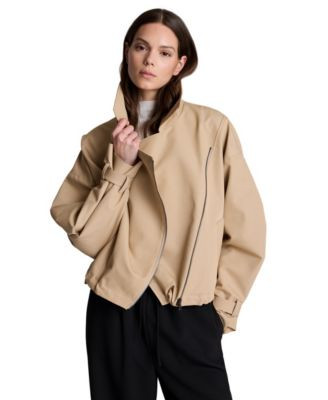 Kenneth Cole Women's Cropped Funnel-Neck Windbreaker Jacket - Farro | Macy's