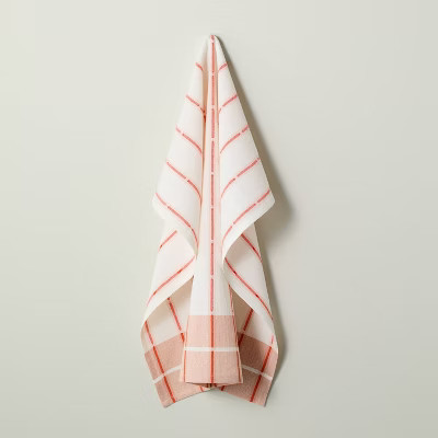 Stripe Cotton Flour Sack Kitchen Towel Cream/Coral - Hearth & Hand™ with Magnolia | Target