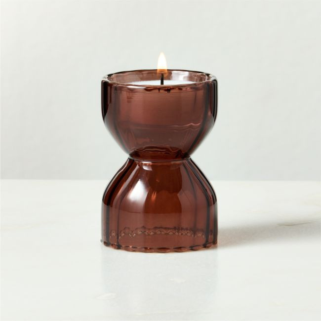 Melina Brown Glass Tealight Candle Holder Small | CB2