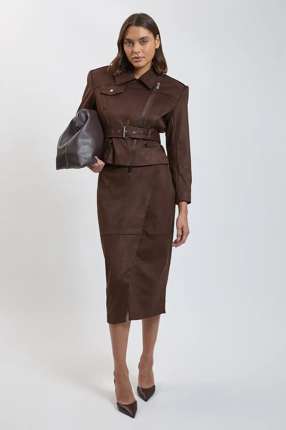 Faux Leather Midi Pencil Skirt | Karen Millen