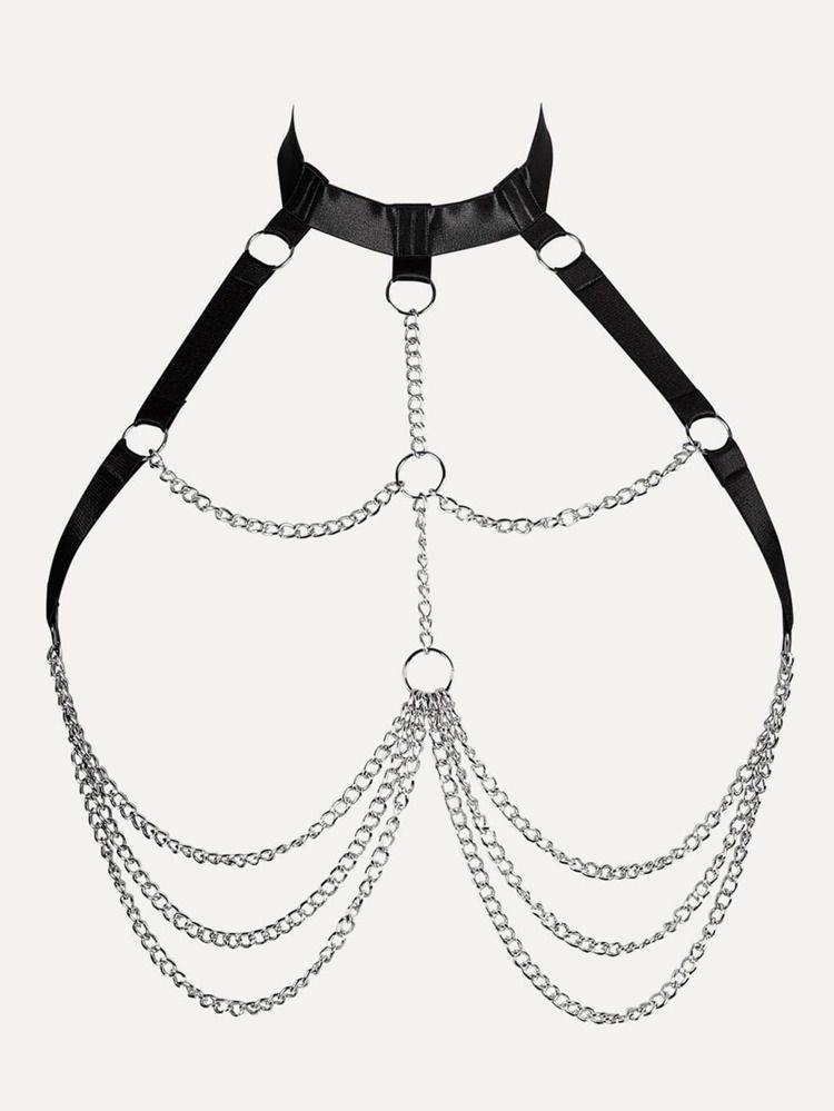 Plus Cut-out Ring Linked Harness Bra | SHEIN