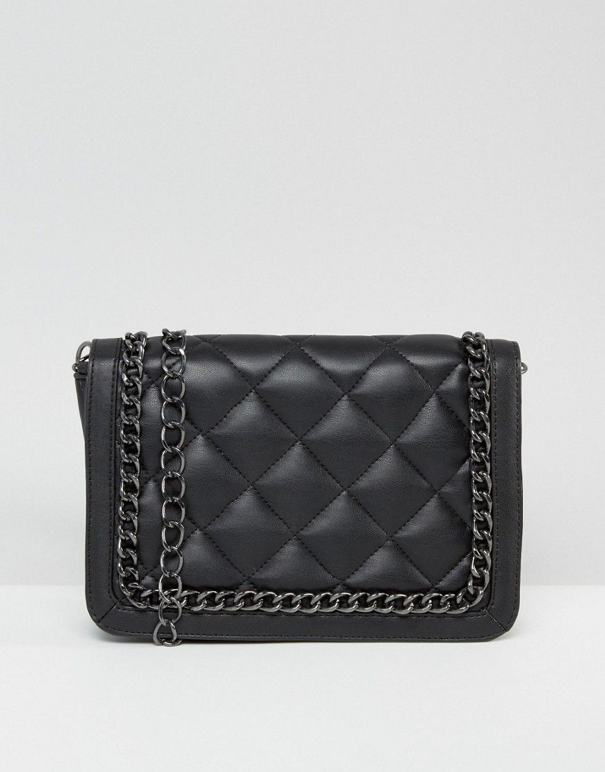 ASOS Quilted Cross Body Bag With Chain Handle - Black | ASOS US