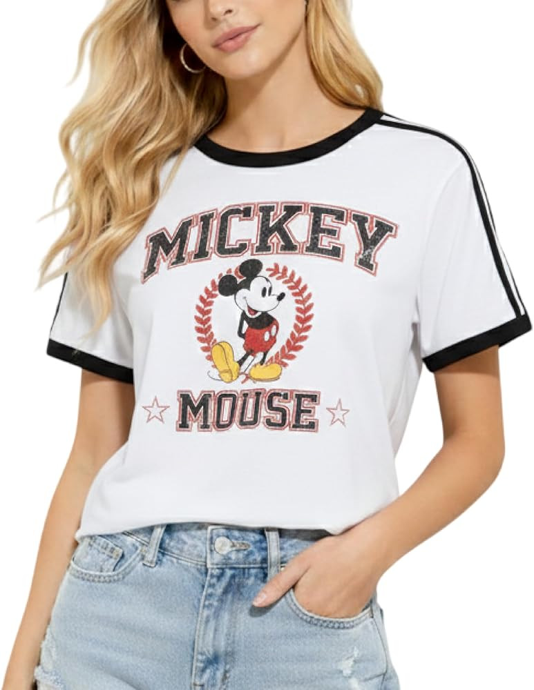 Disney Womens Graphic T Shirt - Cars Lightning McQueen Mickey Mouse Lilo and Stitch Marie Short S... | Amazon (US)