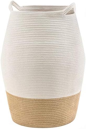 YOUDENOVA Large Woven Rope Laundry Basket, 100L Tall Dirty Clothes Hamper with Handles Storage Blank | Amazon (US)