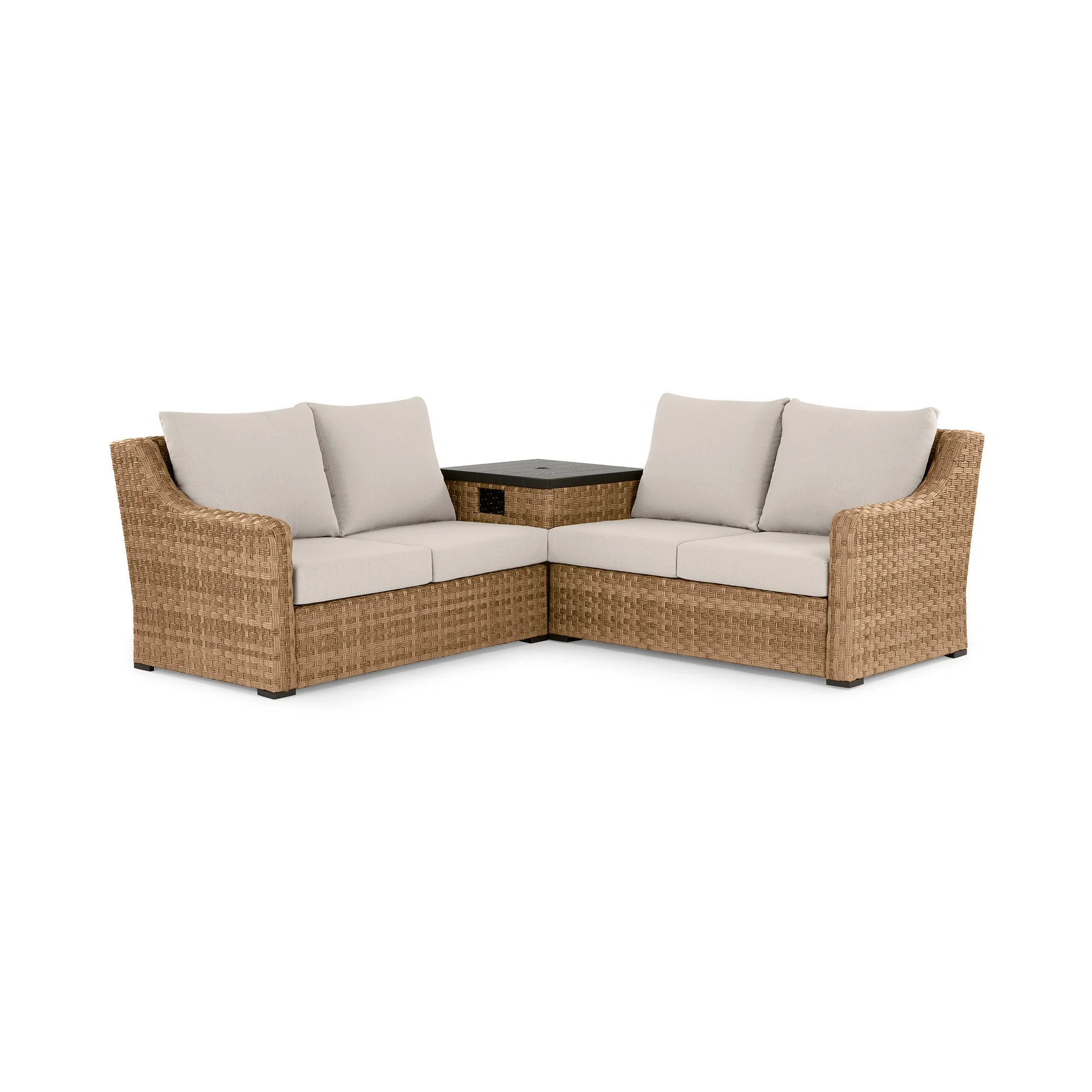 Better Homes & Gardens River Oaks 3-Piece Outdoor Sectional Set, Natural | Walmart (US)
