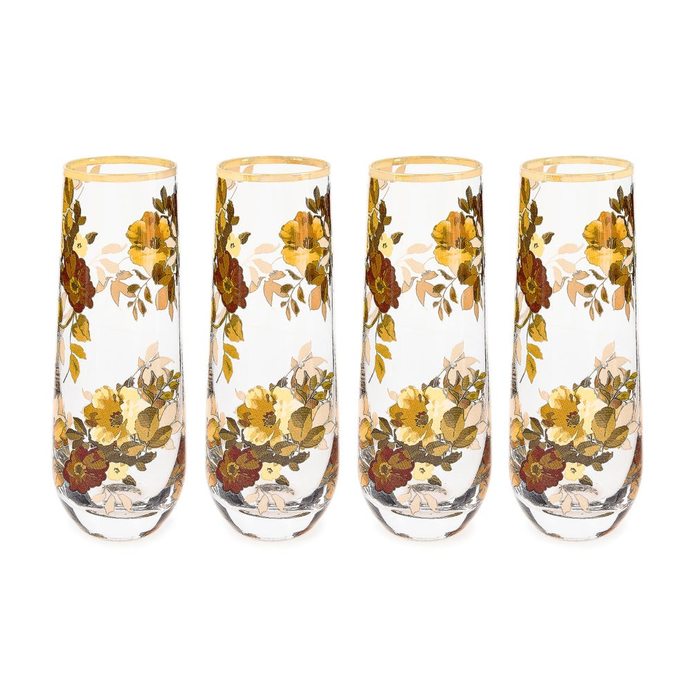 Wild Rose Stemless Flute, Set of 4 | MacKenzie-Childs