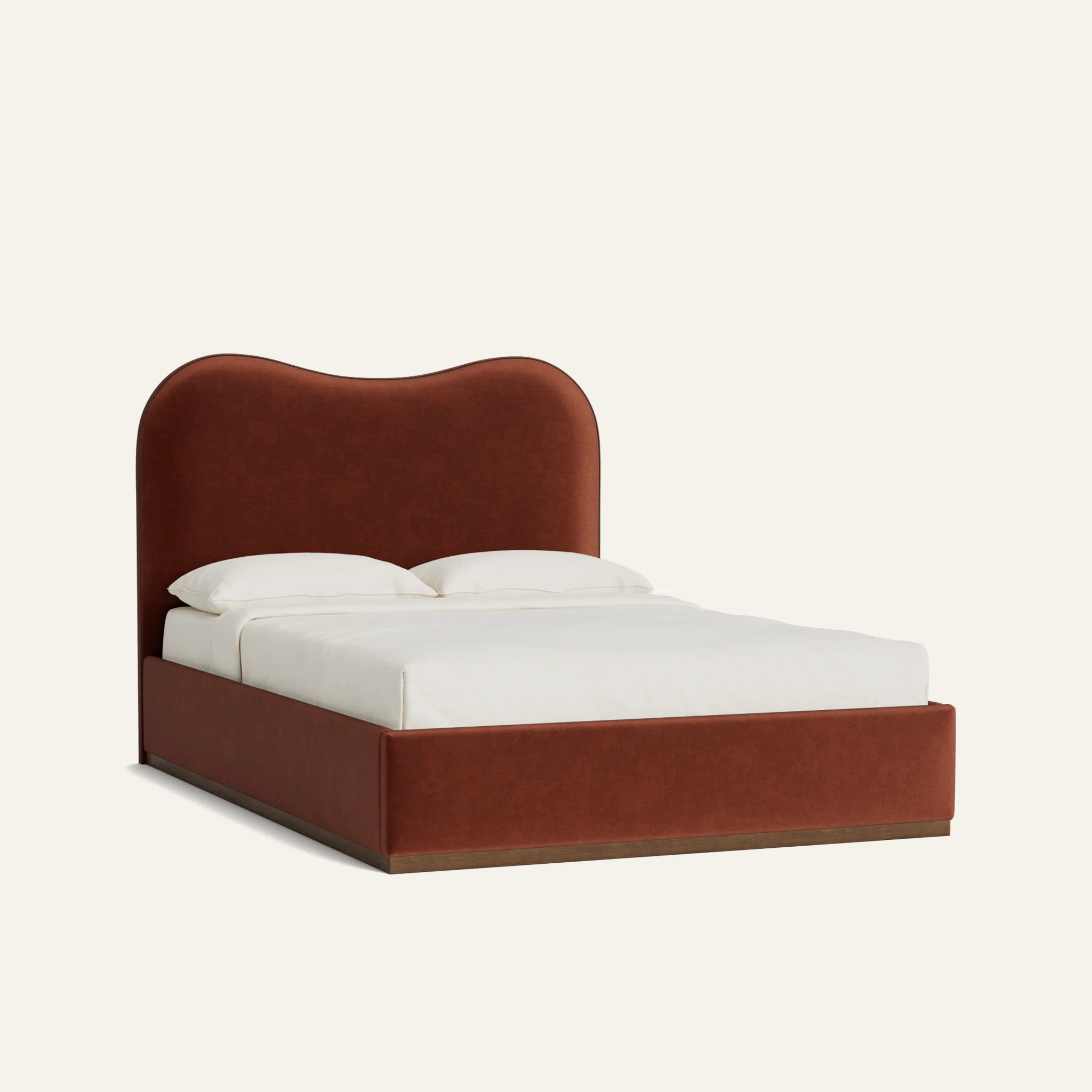 Red Modern Bed Frame: Cinnamon Velvet | Pepper Home